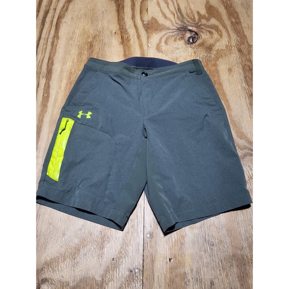 Under Armour Vent Trail Shorts Men M 10" Inseam Green Elastic Waist @K8b